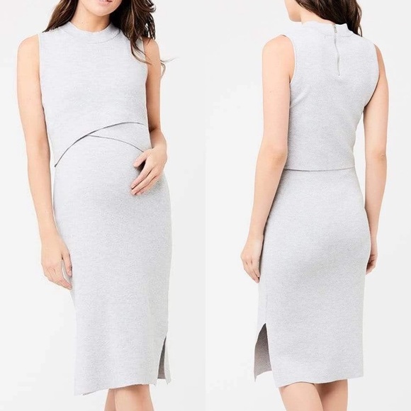Ripe Maternity Dresses & Skirts - Ripe Maternity Gray Layered Knit Nursing Dress
